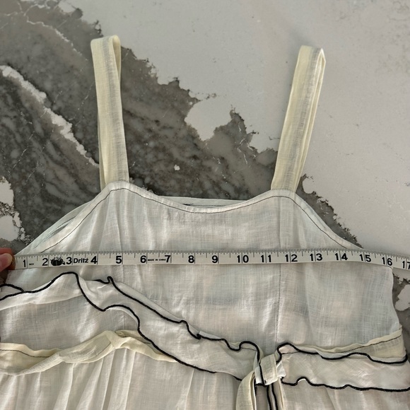 Sarah Clemens Custom Linen Black White Ivory Ruffle Flower Bloomers and Top Set - Picture 8 of 10